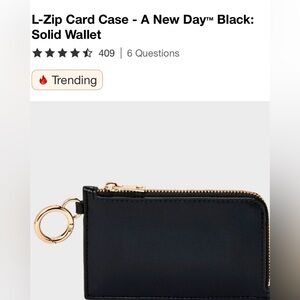 L-Zip Card Case - A New Day™ Black:
Solid Wallet
